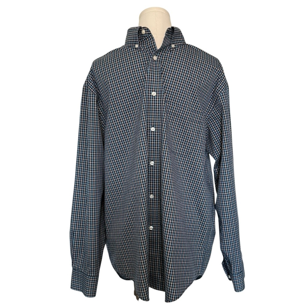 Gold Label Roundtree & Yorke Non-Iron Plaid Button Down Shirt Size L